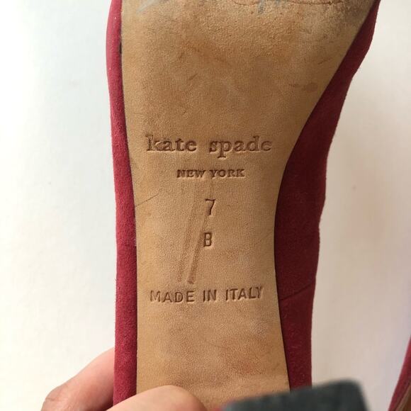 Kate Spade Georgia Pumps Peep Toe Red Suede 7 - Picture 9 of 12
